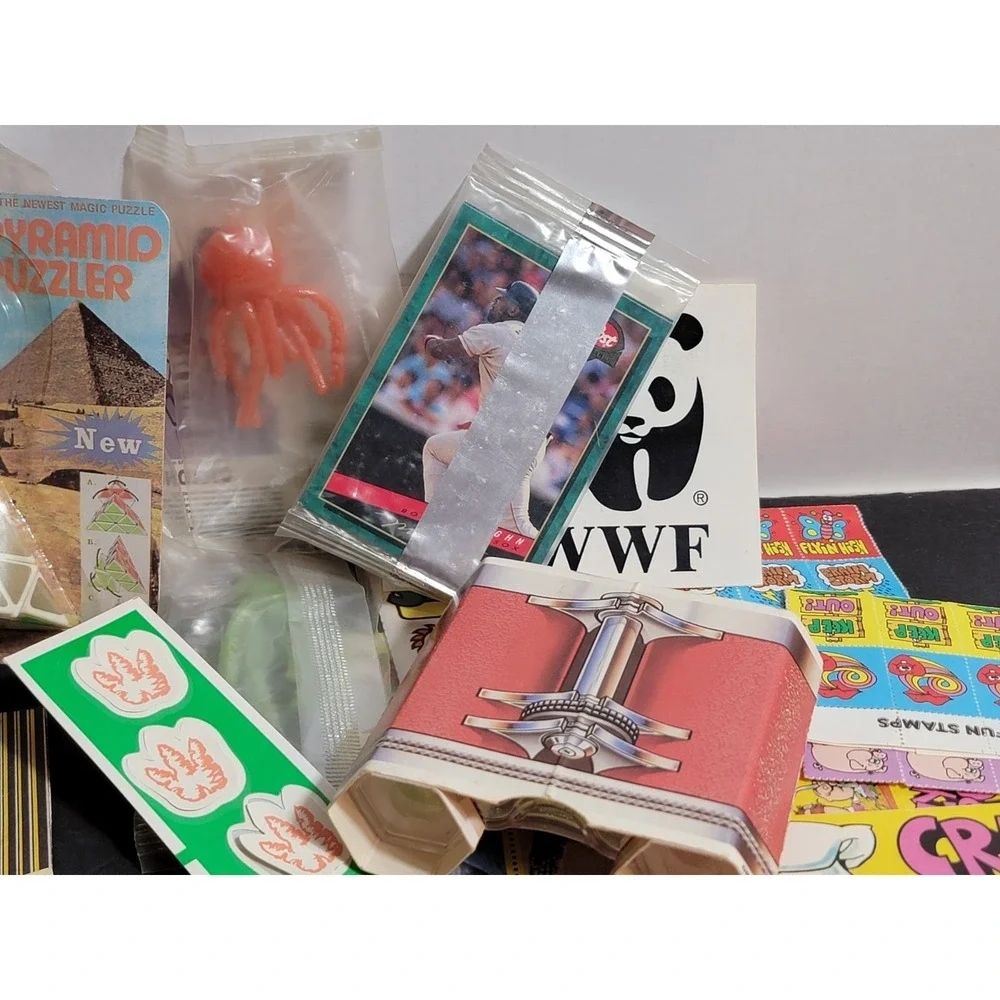 Mixed Lot Of 90's Cereal Box Prizes, Toys, Stickers, Cards Games Kelloggs
